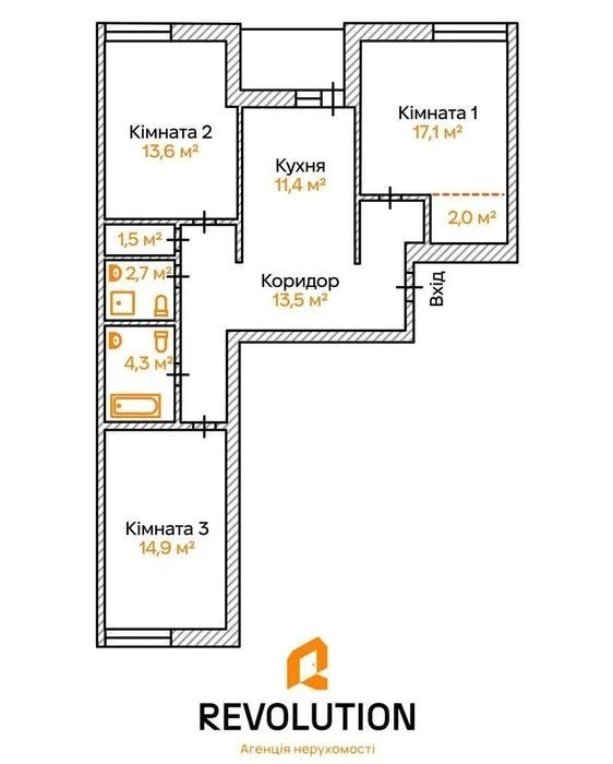 Без комісії. Продаж 3к квартири 83.1м2, ЖК Комфорт Таун, вул