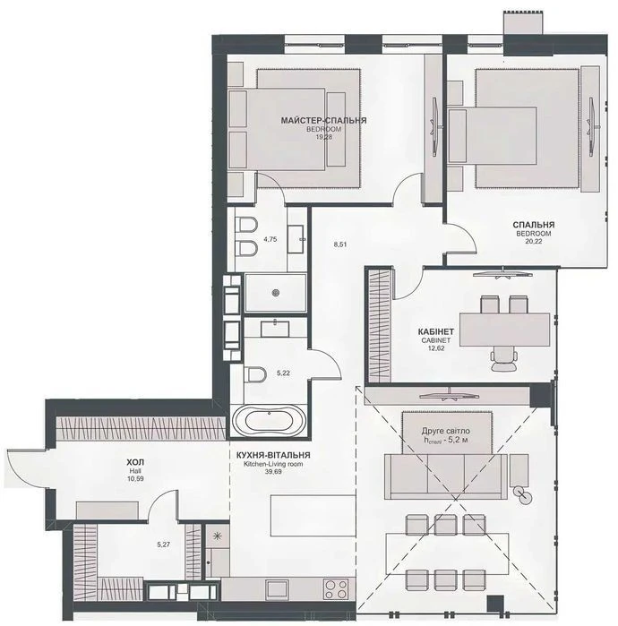 Авторська 3-кімн. 126 м² TRIIINITY | Еліт, паркінг, автономн