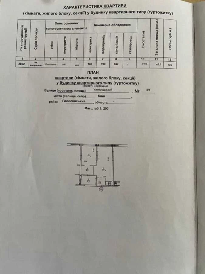 1-room apartment for sale 46.2 m², Uzhhorodskyi prov., 4/1