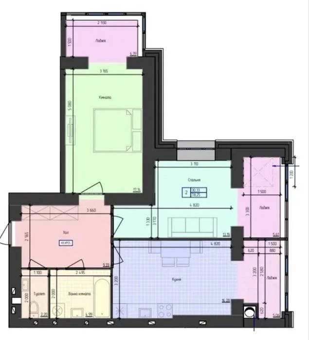 Продаж 2-кімнатної квартири в ЖК Атлант. 78кв.м на 4-му пове