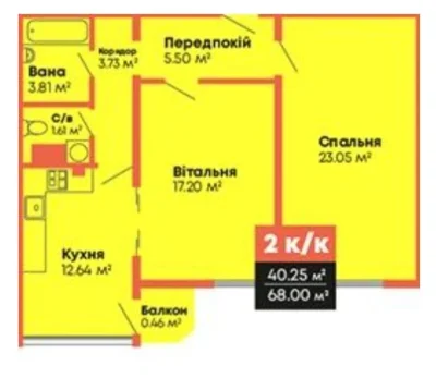 Квартира 68 м2, 11 поверх Громадянський пасад