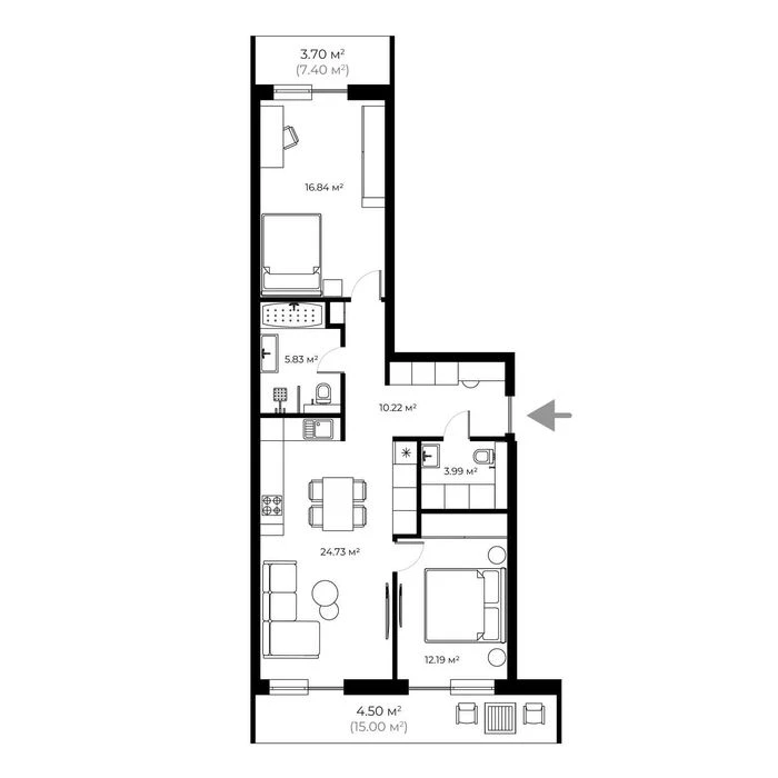 2-кімнатна квартира 82 м² з ремонтом | ЖК PARKLAND | Новий р