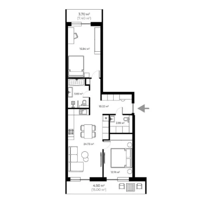 2-кімнатна квартира 82 м² з ремонтом | ЖК PARKLAND | Новий р
