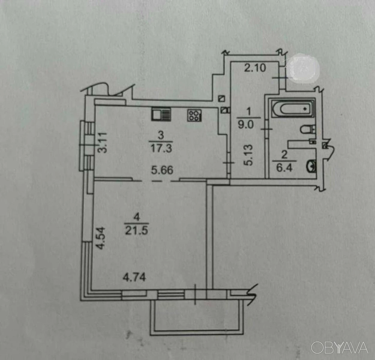 1-room apartment, 60 sq.m.