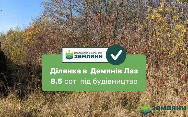 Продається земельна ділянка 8.5 сот в урочище Демянів Лаз (8