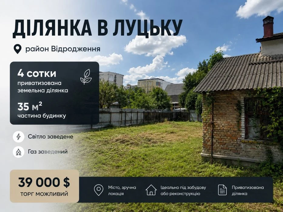 Продаж ділянки в місті, район Відродження!