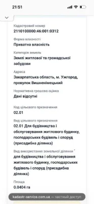 Продаж земельної ділянки м.Ужгород Червениця БАМ  4,04 сотих