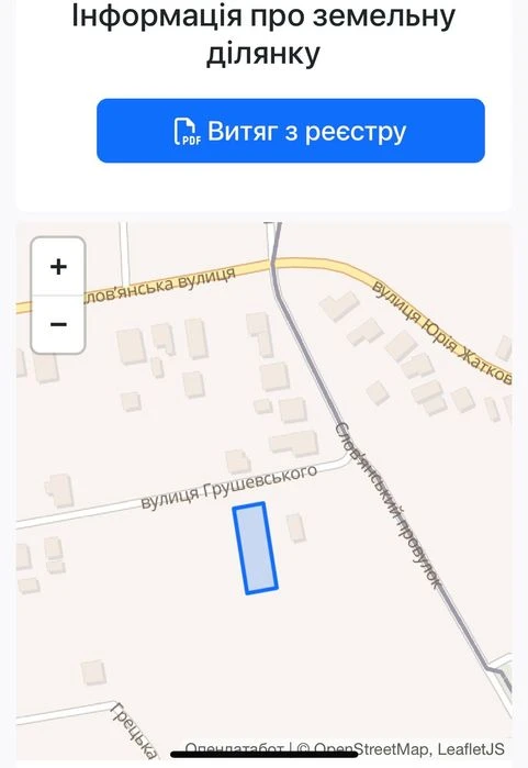 Табла ділянка 0.09 соток Грушевського
