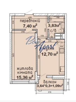 Продаж 1к квартири 40.38 кв. м на вул. Валерʼяна Підмогильно