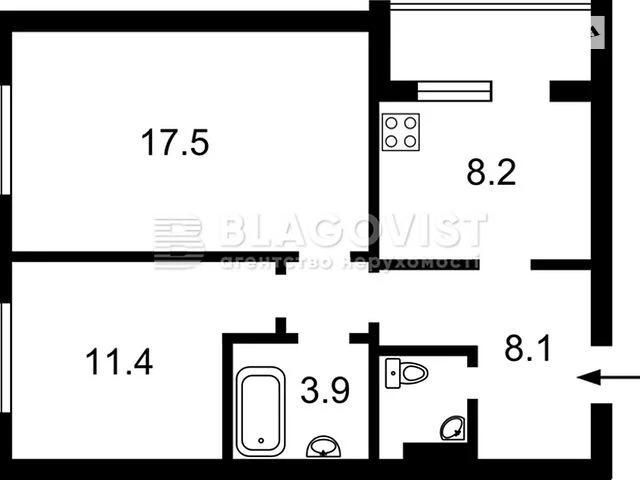 Продаж 2к квартири 54 кв. м на вул. Бориса Гмирі 16А • ID 34