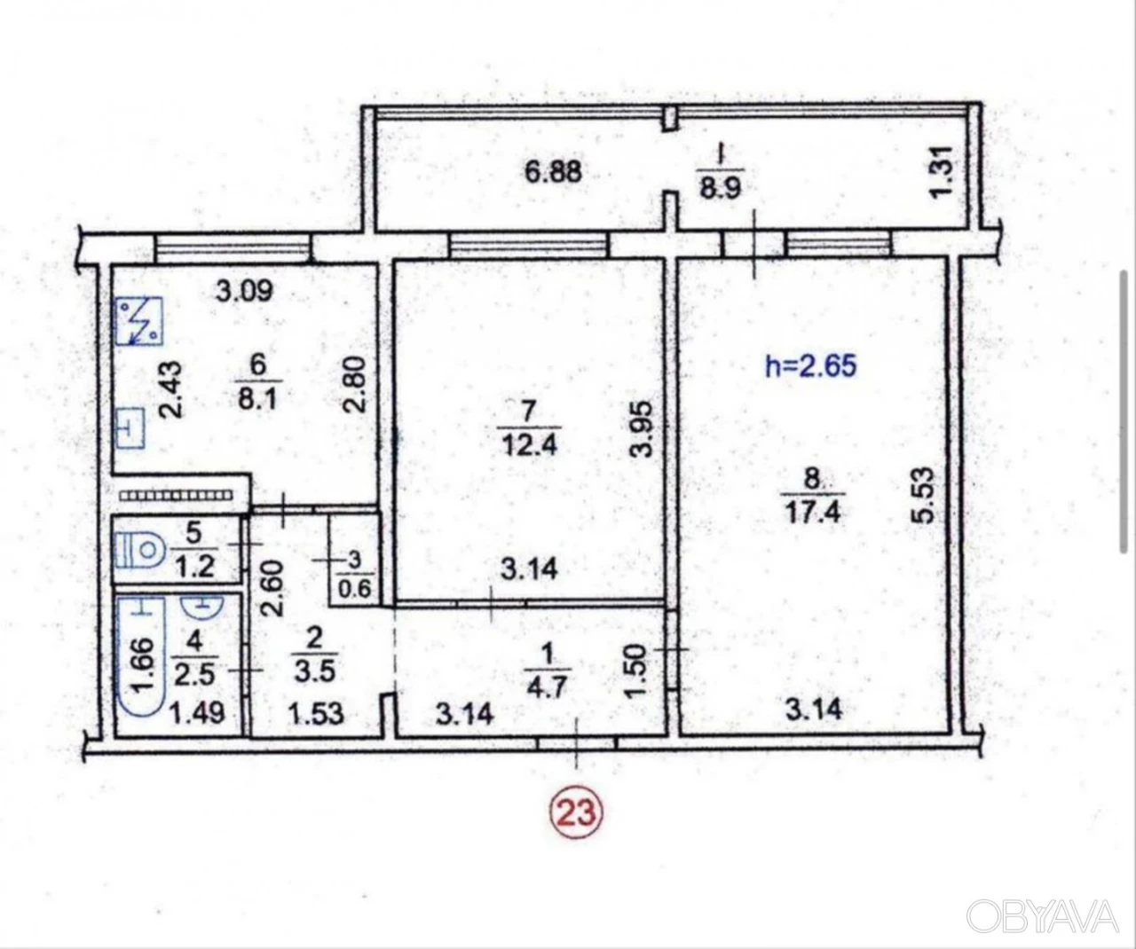 2-комнатная квартира, 59 кв.м