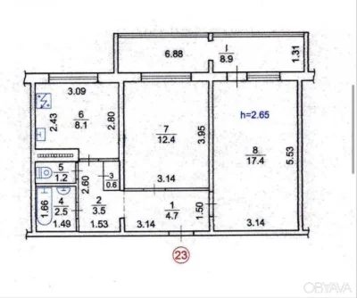 2-комнатная квартира, 59 кв.м