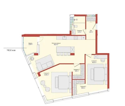 Продаж 2-кімнатної квартири  · вул. Ярославенка, 23А 110 м²