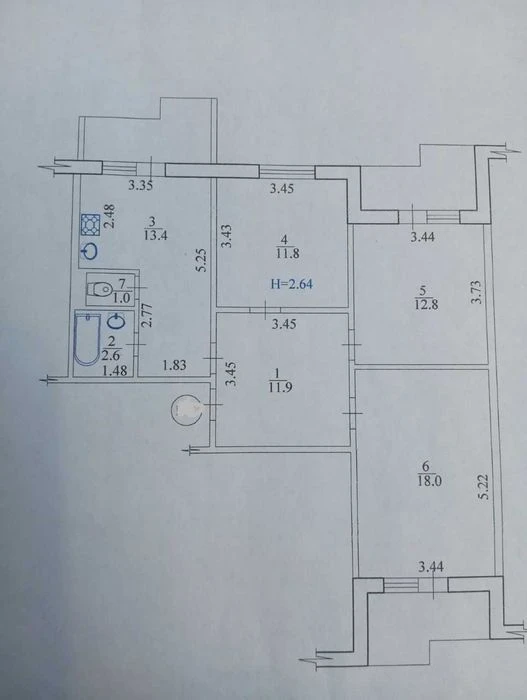 I am selling a spacious 3-room apartment with an improved layout.