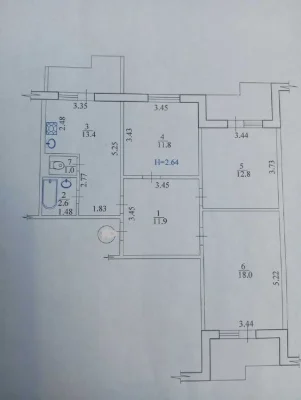 I am selling a spacious 3-room apartment with an improved layout.