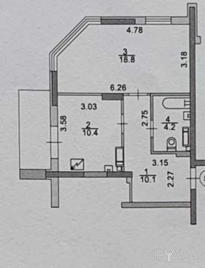 1-комнатная квартира, 45.00 кв.м