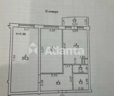 В продаже 2-комн квартира общей площадью 70 м² в  ЖК «Четыре
