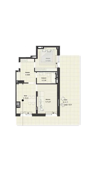 БЕЗ КОМИССИИ\ Продажа 2ком. квартира 65м.кв. + терраса\ ЖК Кле