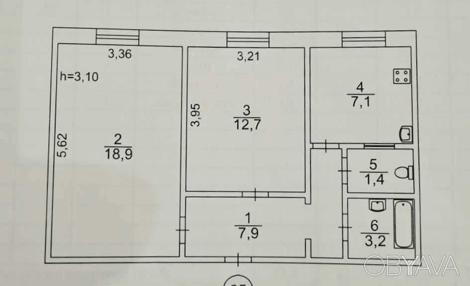 2-комнатная квартира, 51.20 кв.м