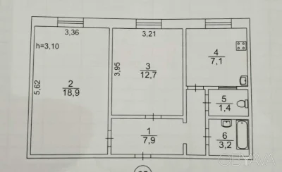 2-комнатная квартира, 51.20 кв.м
