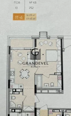 1-room apartment, 50 sq.m.