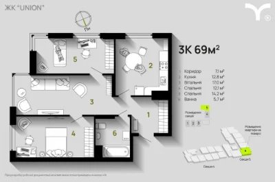 сучасна 3 кім квартира