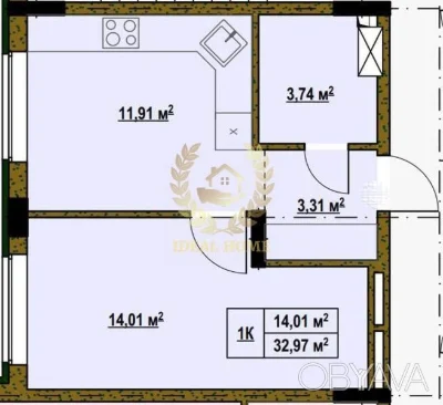 1-комнатная квартира, 33 м.кв.
