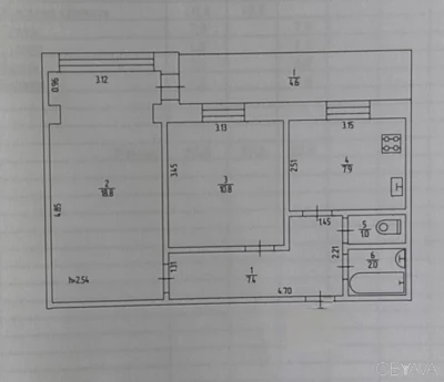 2-комнатная квартира, 52.5 кв.м