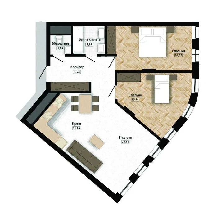 2 кімнатна квартира ЖК Five Address вул. Раковського 24а Сих
