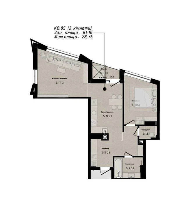 БЕЗ КОМИССИИ\ Продажа 2ком. квартира 61 м.кв.\ ЖК АурА AurA, в