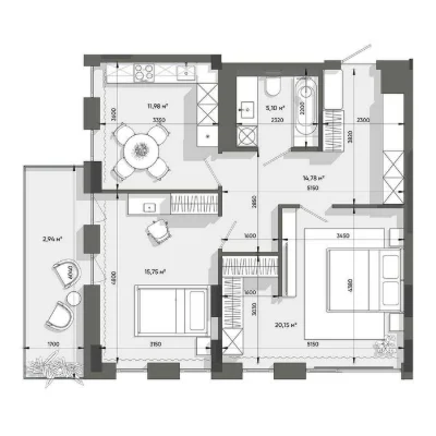 2 кімнатна квартира ЖК Lennona Residents