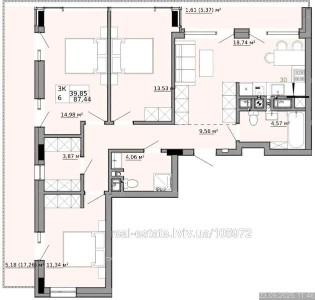 Продаж 3-кімнатноі квартири 89 м² вул.Пилипа Орлика здача 20
