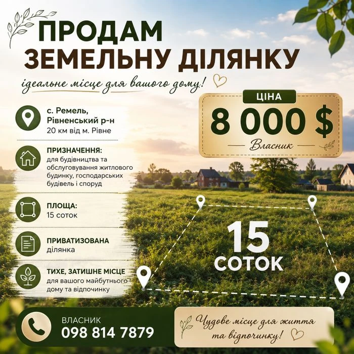 Земельна ділянка с.Ремель