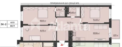 Продаж 3 кім новобуд, здача 28й рік (розтермінування)