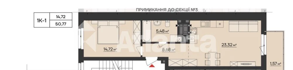 Продаж 1 кімнатних  новобудов на Київській