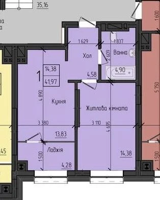 Продаж 1-кімнатної квартири, Кромаксбуд, район Канівської