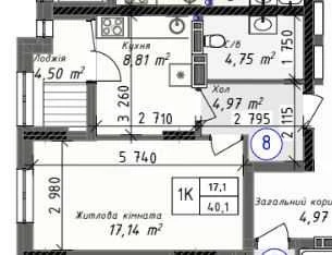1-кім квартира на Грушевського, розтермінування на 48 місяці