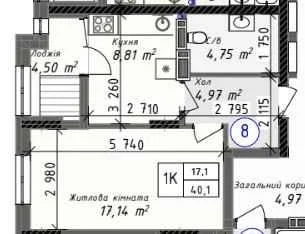 1-кім квартира на Грушевського, розтермінування на 48 місяці