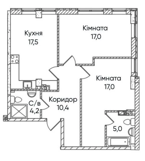 продам 2-к кв / 71.2 м² / 760 $/м² / Рассрочка / без комисси