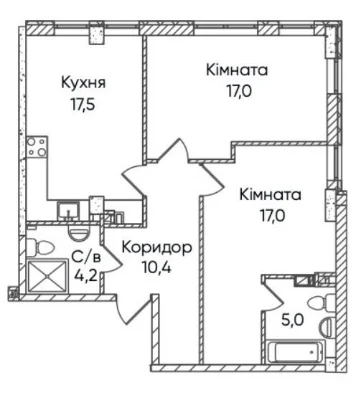 продам 2-к кв / 71.2 м² / 760 $/м² / Рассрочка / без комисси