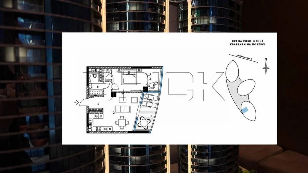 Продаж 1к квартири, ЖК Taryan Towers, 62 м2, вул. Іоанна Пав