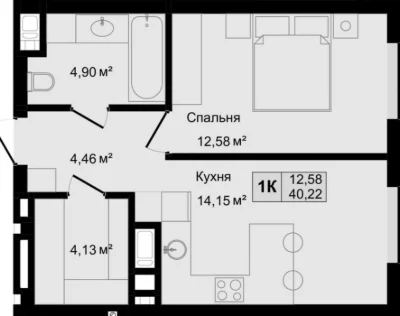 Продаж без комісії для покупця 1км.квартири 40.22 м2 в будин