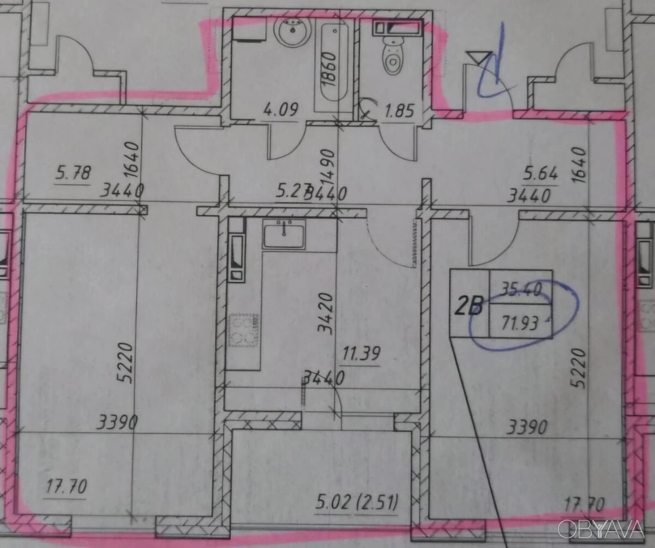 2-room apartment, 72 sq.m