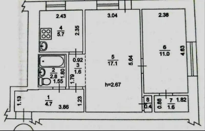 Продається квартира 2-к, 3/4, 44 м2,  вул Авіаконструкторськ