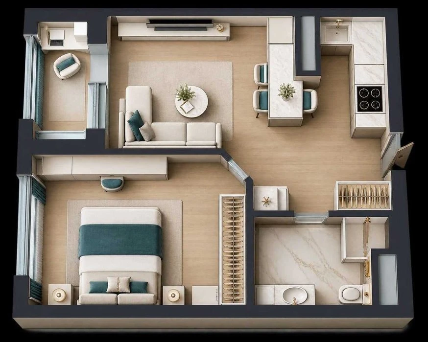No commission! Sale of a designer 1-room apartment in the residential complex "French"