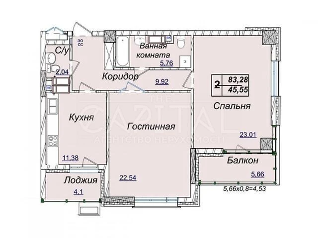 Sale of 2-room apartment 83 sq. m. on Andriy Verkhoglyada St. 19B •