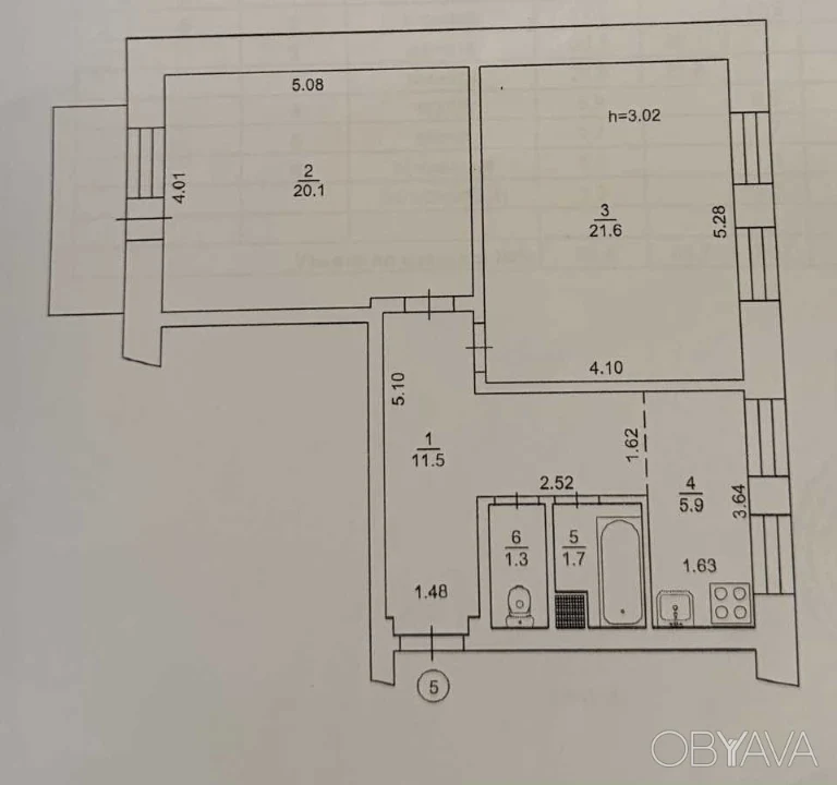 2-комнатная квартира, 63.40 кв.м