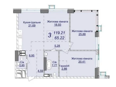 Продаж 3к квартири 119 кв. м на вул. Андрія Верхогляда ЧЕРГА