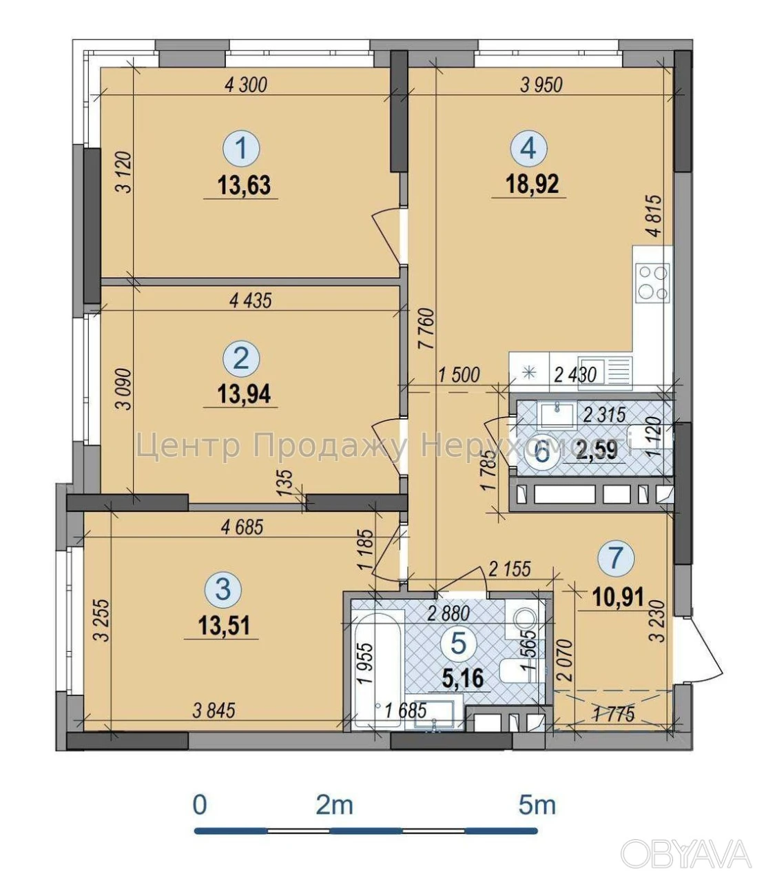 3-комнатная квартира, 78.66 м.кв.