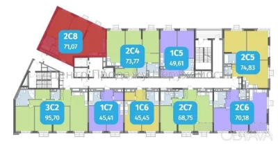2-комнатная квартира, 71 м.кв.